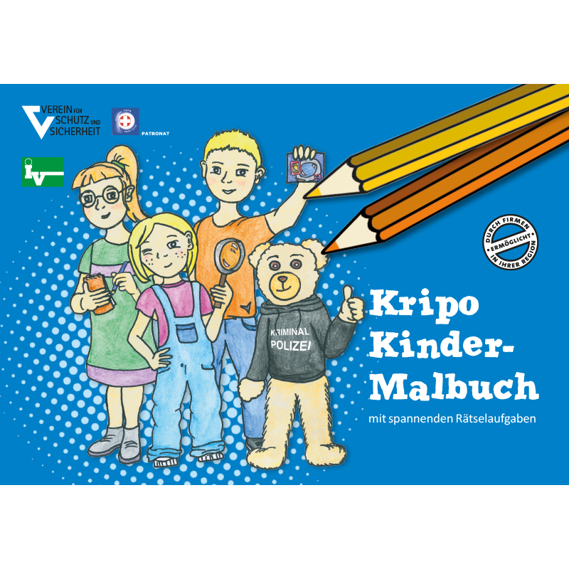 Verein für Schutz und Sicherheit – VSS – Kripo Kindermalbuch mit spannenden Rätselaufgaben